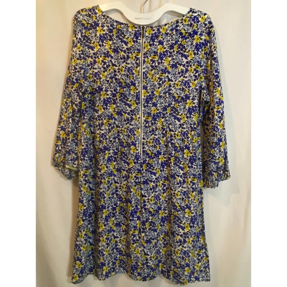 Old Navy Shift Dress Large Long Sleeves Blue Yellow Floral NEW - Picture 3 of 8